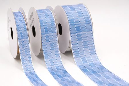 Небесно-блакитна плетена стрічка з візерунком у клітинку_AI